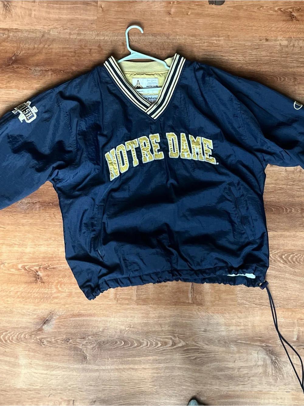 Champion Navy and Gold Notre Dame Pullover Windbreaker